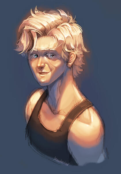 Shaded and colored bust sketch